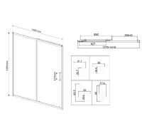 Душевая дверь City VDS-5CT140MT, 1400, хром, стекло текстурное - Gidratop.ru изображение