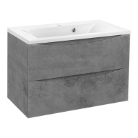 База под раковину Mia 800 подвесная, 2 выкатных ящика soft close, Beton - Gidratop.ru изображение