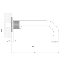 GESSI INCISO излив 190мм, для ванны с удаленным управлением (не входит в комплект), цвет: золото - Gidratop.ru изображение