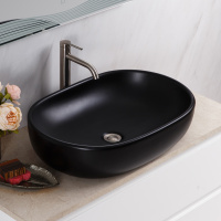 Раковина накладная керамическая, овальная, чёрная матовая, BB1084-H301, 600x420x140 - Gidratop.ru изображение