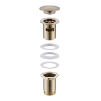 Донный клапан ABBER AF0010G с переливом, клик-клак, золото матовое - Gidratop.ru изображение