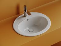 Раковина встраиваемая сверху CERAMICANOVA Sun с отверстием слива - перелива овальной формы 565x495x200 мм  цвет белый  арт. CN6079 - Gidratop.ru изображение