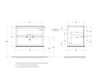 TIFFANY База подвесная под раковину с двумя выдвижными ящиками, 54948 Bianco opaco, 74x46x55 - Gidratop.ru изображение
