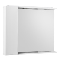MARINO Шкаф зеркальный подвесной с одной распашной дверцей с доводчиками, LED 2x4W, левосторонний, Bianco Lucido, 800х150х750, MARINO-SPC-800/750-1A-BL-P-L - Gidratop.ru изображение