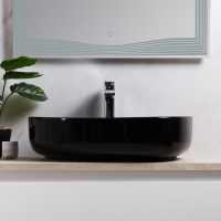Раковина керамическая накладная черная BB1435-NERO, 550x400x140 - Gidratop.ru изображение