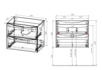 База под керамическую раковину Mia Slim 700 подвесная, 2 выкатных ящика soft close, Beton - Gidratop.ru изображение