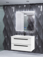 Зеркало с LED подстветкой, К6500, сенсорным выключателем Touch System, системой антизапотевания, с радио и реверсивнаятчиком температуры 45063, 90x90 см - Gidratop.ru изображение