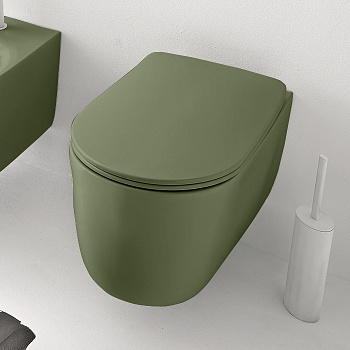 Унитаз безободковый подвесной 55х35 см, с креплениями WB9N, цвет: Verde