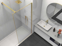 Душевая перегородка Walk-In VSW-1HS800CLG, 800*2000, брашированное золото, стекло прозрачное - Gidratop.ru изображение