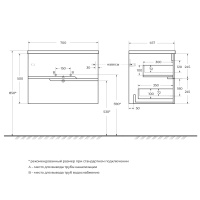 DUET-N База под раковину подвесная с двумя выкатными ящиками, Bianco Lucido, 700x457x500, DUET-N-700-2C-SO-BL - Gidratop.ru изображение