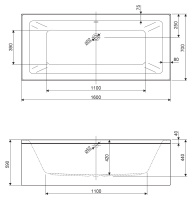 Акриловая ванна CEZARES PLANE MINI-160-70-42-W37 - Gidratop.ru изображение