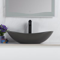 Раковина накладная керамическая, серая матовая, BB1404-H311, 605x370x150 - Gidratop.ru изображение