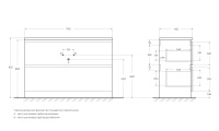 ALBANO База под раковину напольная с двумя выкатными ящиками, Bianco Lucido, 1200x450x810, ALBANO-1200-2C-PIA-BL - Gidratop.ru изображение