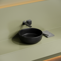 Раковина накладная Taycan, круглая, диаметр 375 мм, высота 140 мм, черная матовая - Gidratop.ru изображение