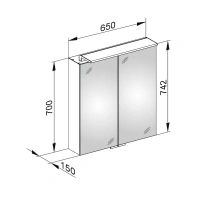 Зеркальный шкаф Keuco Royal L1 13602171301, 65 см, с подсветкой, алюминий серебристый - Gidratop.ru изображение