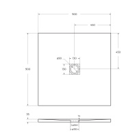 Душевой поддон из искусственного мрамора в комплекте с сифоном BelBagno UNO TRAY-MR-UNO-A-90-35-NERO-CR - Gidratop.ru изображение