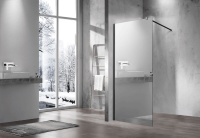 Душевая перегородка Walk-In VSW-1H900MRB, 900*2000, черный матовый, стекло зеркальное - Gidratop.ru изображение