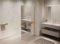 Душевая перегородка Walk-In VSW-1HR900MRG, 900*2000, матовый золотой, стекло зеркальное - Gidratop.ru изображение