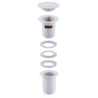 Донный клапан ABBER AF0010W с переливом, клик-клак, белый - Gidratop.ru изображение