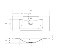 Раковина из литьевого мрамора, 1100x450x150, BB1100/450-LV-MR-PR - Gidratop.ru изображение