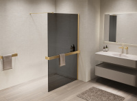 Душевая перегородка Walk-In VSW-1HR120CGG, 1200*2000, матовый золотой, стекло тонированное - Gidratop.ru изображение