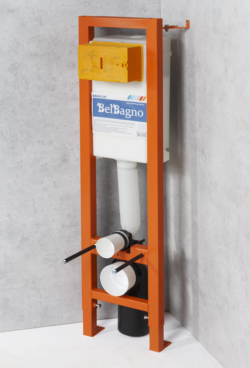 Инсталляция BelBagno 30 для подвесного унитаза, 1150х300х187 мм, со смывным бачком скрытого монтажа, фронтальное управление, крепление к стене в компл