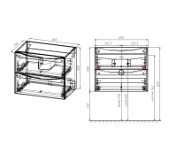 База под керамическую раковину Mia Slim 600 подвесная, 2 выкатных ящика soft close, Beton - Gidratop.ru изображение