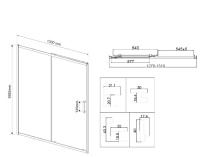 Душевая дверь City VDS-5CT130CLGM, 1300, вороненая сталь, стекло прозрачное - Gidratop.ru изображение