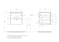 KRAFT База под раковину подвесная с двумя выкатными ящиками, Rovere Tabacco, 500x460x500, KRAFT-500-2C-SO-RT - Gidratop.ru изображение