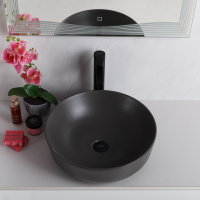 Раковина накладная керамическая, круглая, серая матовая, BB1315-H311, 410x410x130 - Gidratop.ru изображение