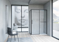 Душевой уголок Slim Soft VSR-1SS8012CLB, 1200*800, черный, стекло прозрачное - Gidratop.ru изображение
