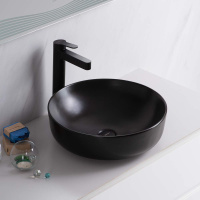 Раковина накладная керамическая, круглая, чёрная матовая, BB1315-H301, 410x410x130 - Gidratop.ru изображение