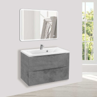 База под раковину Mia 800 подвесная, 2 выкатных ящика soft close, Beton - Gidratop.ru изображение