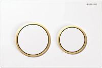 Кнопка Geberit Omega Type 20 115.085.KK.1, белая, золото - Gidratop.ru изображение