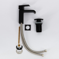 PORTA-LS1-NOP Смеситель на раковину однорычажный, с донным клапаном, исполнение черный матовый - Gidratop.ru изображение