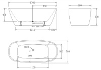 Акриловая ванна без перелива BELBAGNO BB72-1700-W0, 1700x780x600 - Gidratop.ru изображение