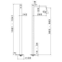 Newform X-STEEL 316 Смеситель для раковины напольный, излив 280мм, наружная часть, (для 27819) цвет: INOX - Gidratop.ru изображение