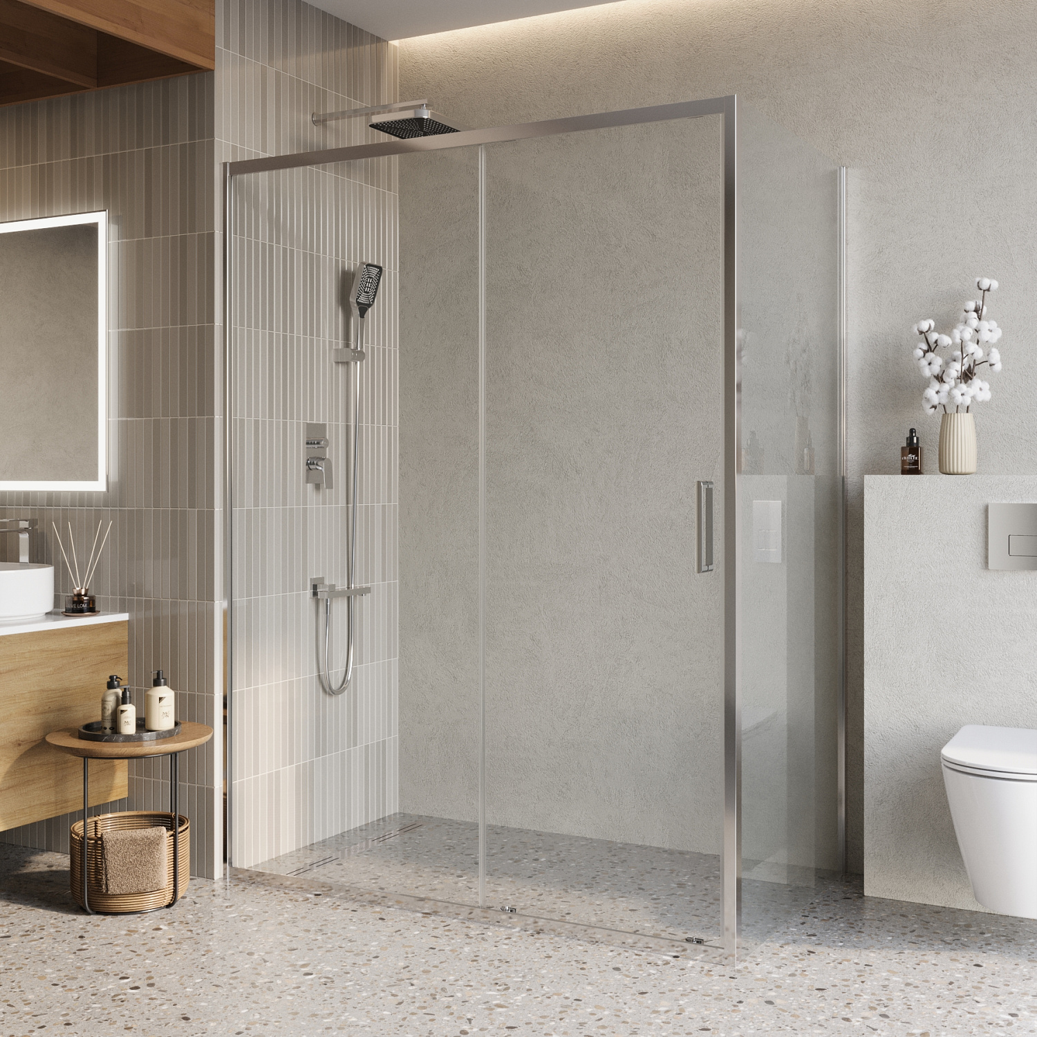 Душевой уголок BelBagno LUCE-AH-1-150/90-C-Cr