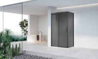 Душевой уголок Como-N VSR-4CN1013CGB, 1300*1000, черный, стекло тонированное - Gidratop.ru изображение