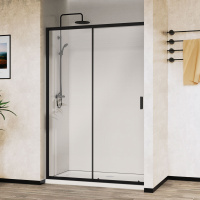 Душевая дверь City VDS-5CT110CLB, 1100, черный, стекло прозрачное - Gidratop.ru изображение
