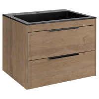База под раковину Chiara 2D 600 подвесная, 2 выкатных ящика soft-close, N.Oak - Gidratop.ru изображение