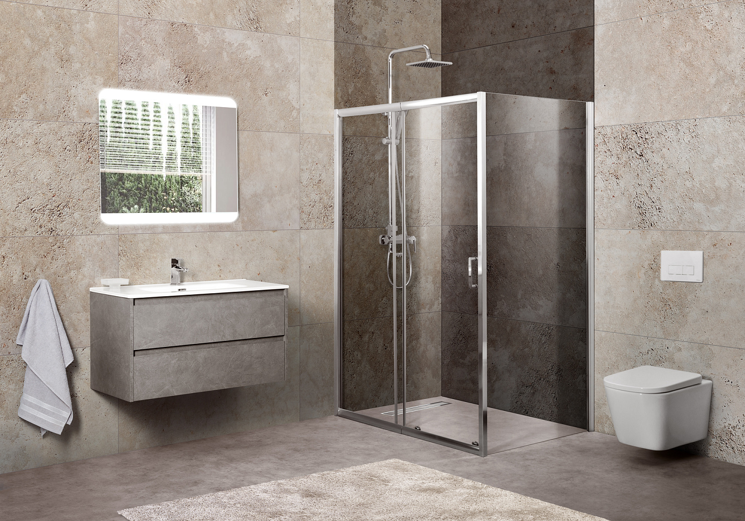 Душевой уголок BelBagno UNIQUE-AH-1-110/125-90-C-Cr