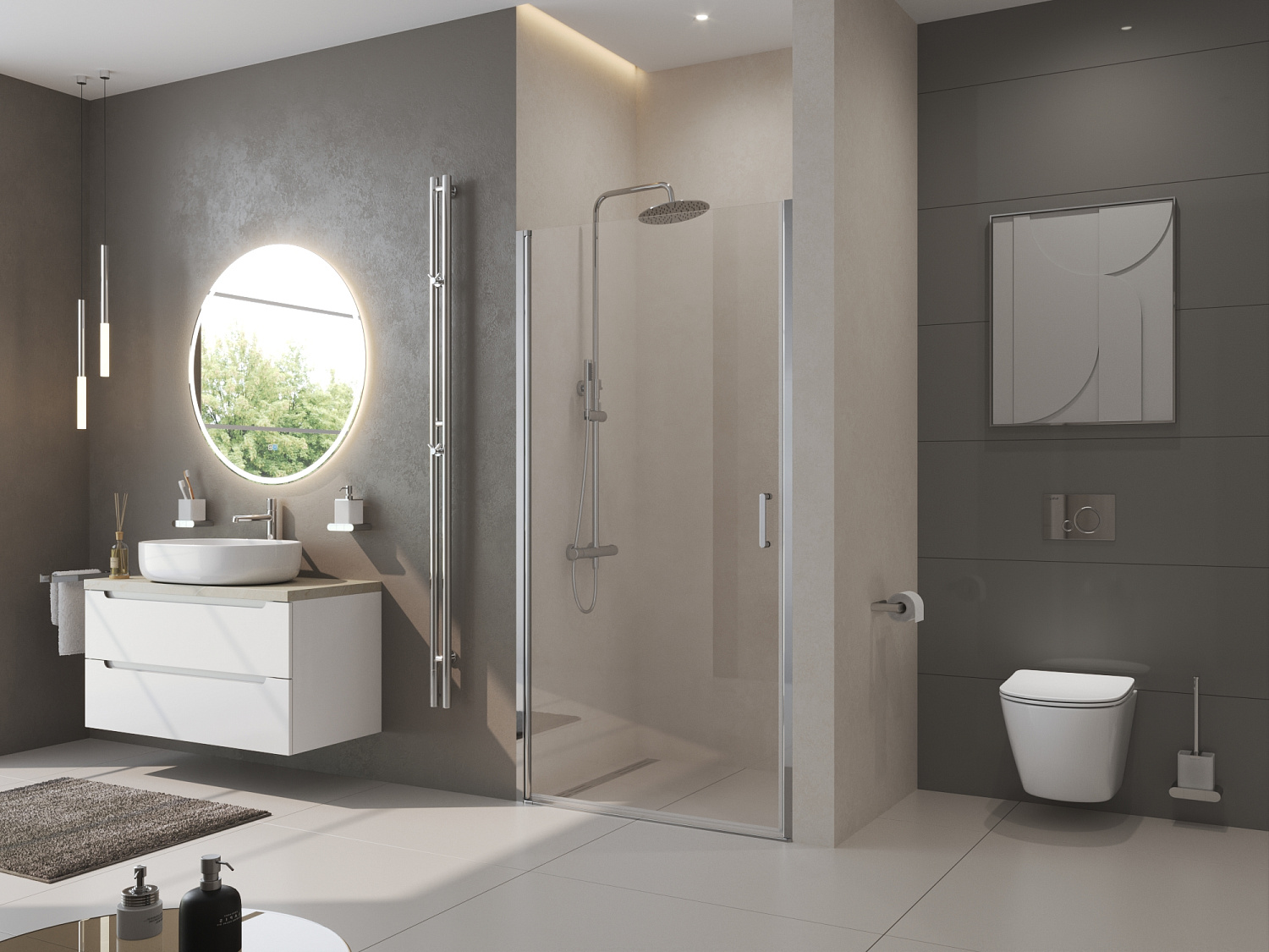 Душевая дверь BelBagno UNO-B-1-90-C-Cr