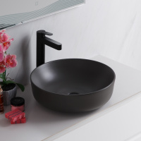 Раковина накладная керамическая, круглая, серая матовая, BB1315-H311, 410x410x130 - Gidratop.ru изображение