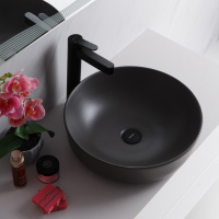 Раковина накладная керамическая, круглая, серая матовая, BB1315-H311, 410x410x130 - Gidratop.ru изображение