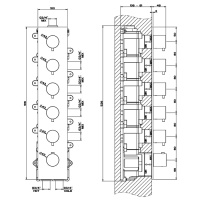 GESSI 316 встраиваемый термостатический смеситель на 5 источников, резьба 3/4 (внешние части), цвет: steel brushed - Gidratop.ru изображение