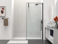 Душевая перегородка Walk-In VSW-1HS900CLB, 900*2000, черный матовый, стекло прозрачное - Gidratop.ru изображение