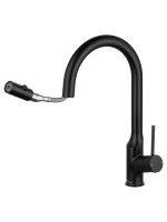 Смеситель для кухни с выдвижным изливом WONZON & WOGHAND, Черный матовый (WW-A21252-MB) - Gidratop.ru изображение