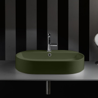Раковина-чаша 65х40х12 см, 1 отв., с переливом, цвет: Verde muschio - Gidratop.ru изображение