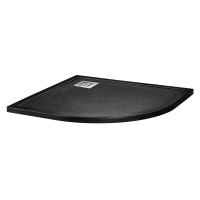 Душевой поддон из искусственного мрамора в комплекте с сифоном BelBagno UNO TRAY-MR-UNO-R-90-550-35-NERO-CR - Gidratop.ru изображение